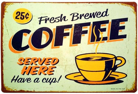 Coffee Tin Sticker Tiger Funny Fresh Brewed Coffee Aluminum Sign — product artwork