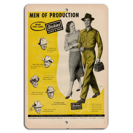 Vintage Workwear Retro Dickies Garage Aluminum Sign — product artwork