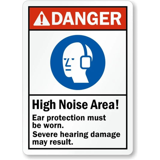 High Noise Ear Protection Aluminum Sign — product artwork