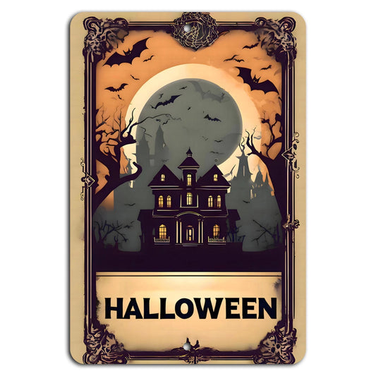 Halloween Haunted House Gothic Vintage Aluminum Sign — product artwork