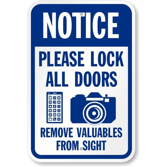 Lock Door When Finished Aluminum Sign — product artwork