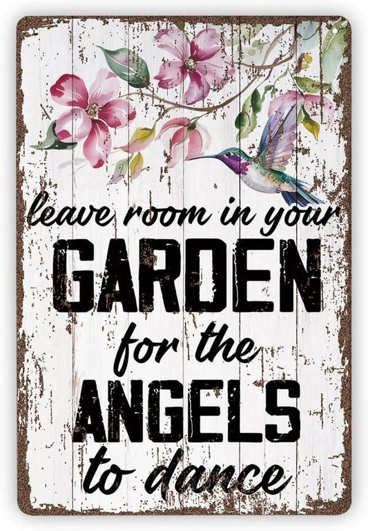 Leave Room in Your Garden for Angels Aluminum Sign — product artwork