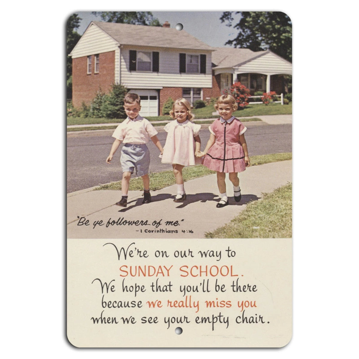Sunday School Vertical Whimsical Aluminum Sign — product artwork