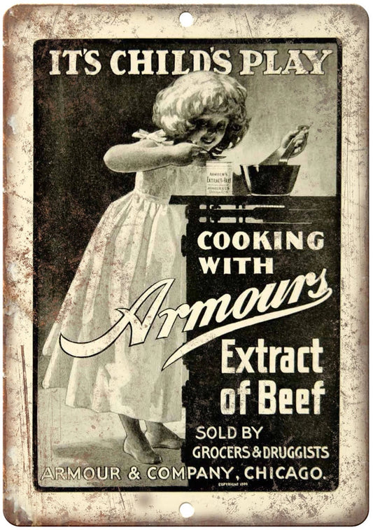 Beef Extract Armours Extract of Beef Children Food Aluminum Sign — product artwork