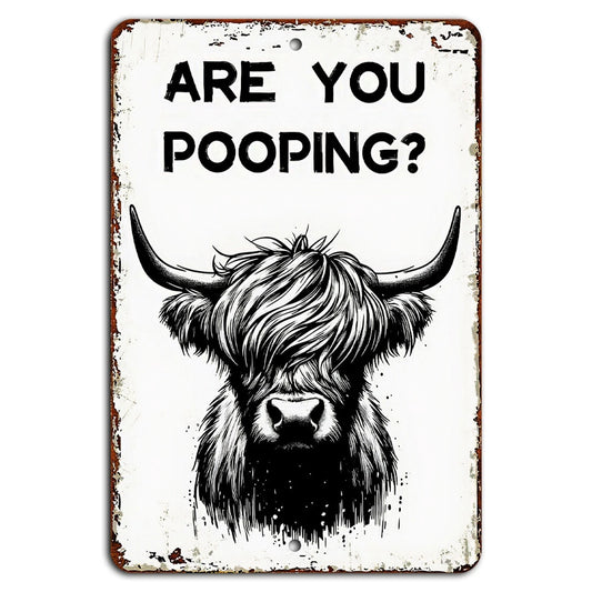 Funny Are You Pooping Cow Rustic Farmhouse Aluminum Sign — product artwork