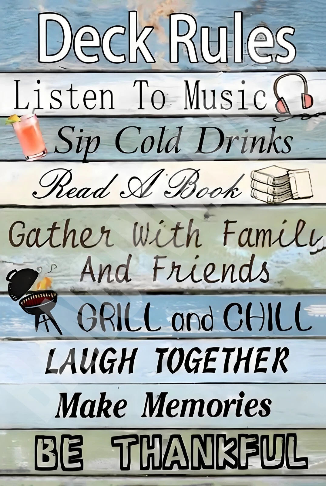 Deck Rules V1 Aluminum Sign — product artwork
