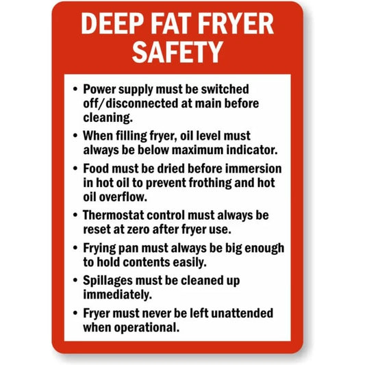 Safety Deep Fryer Holes Aluminum Sign — product artwork