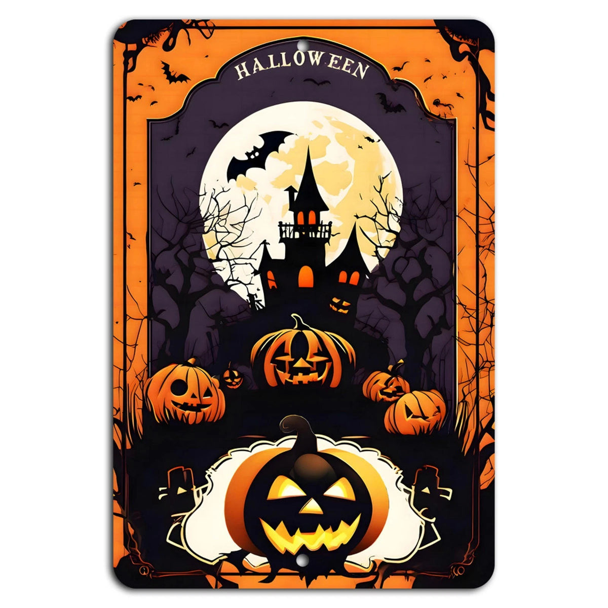Halloween Gothic Haunted House Jackolanterns Aluminum Sign — product artwork