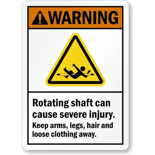 Warning Rotating Shaft Can Cause Severe Injury Sign — product artwork