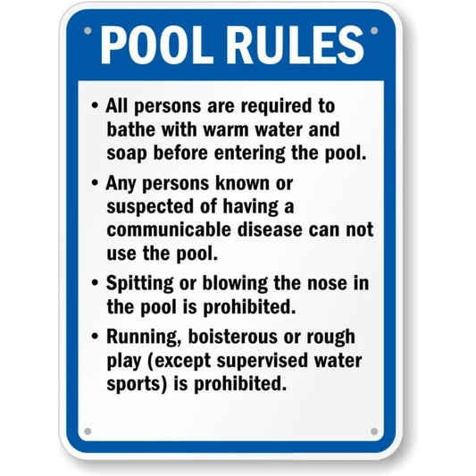Pool Rules Connecticut Aluminum Sign — product artwork