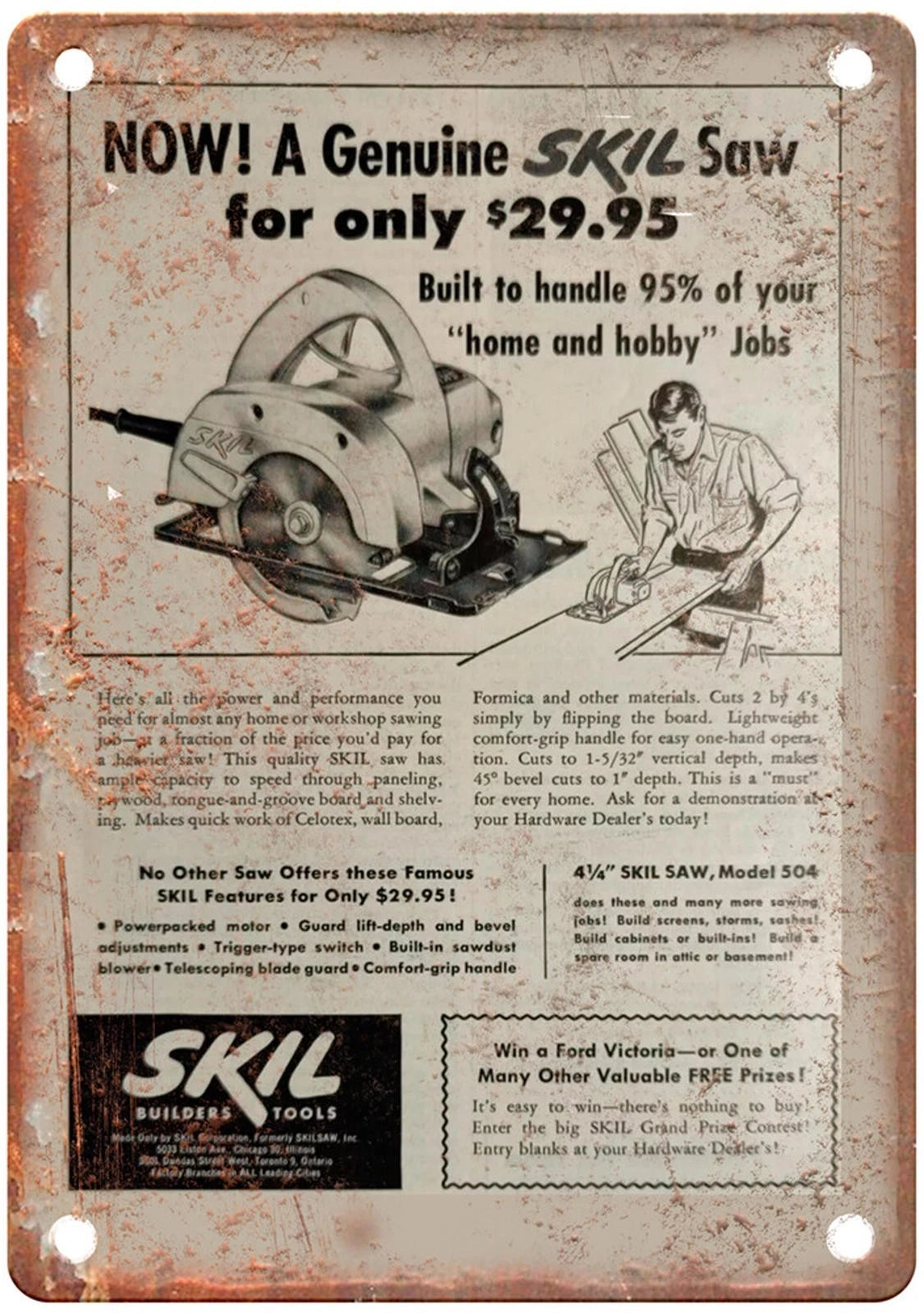 Vintage Circular Saw Skil Saw Z451 Garage Aluminum Sign — product artwork