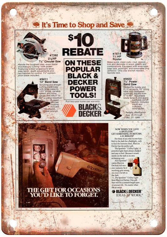 Black and Decker Power Tools Rebate Aluminum Sign — product artwork