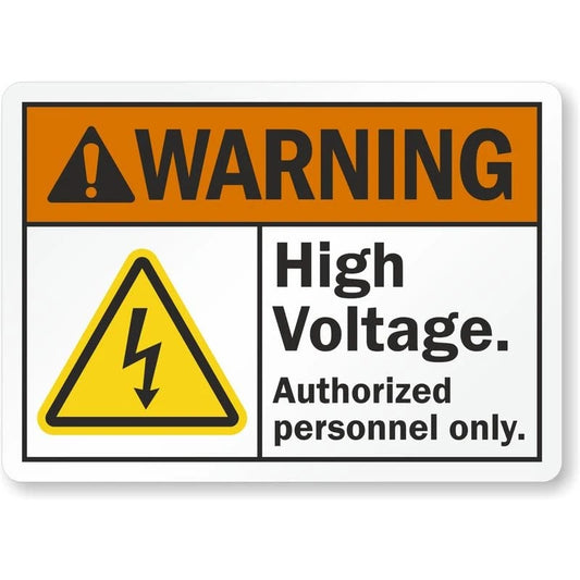 High Voltage Authorized Personnel Only Ansi Warning Aluminum Sign — product artwork