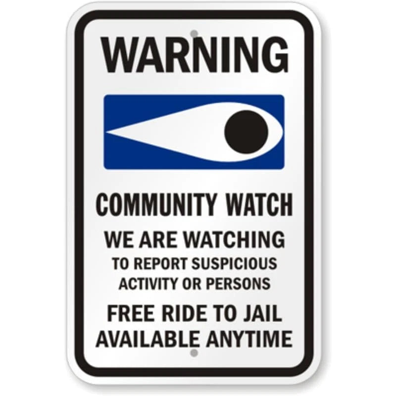 Community Watch Suspicious Activity Aluminum Sign — product artwork