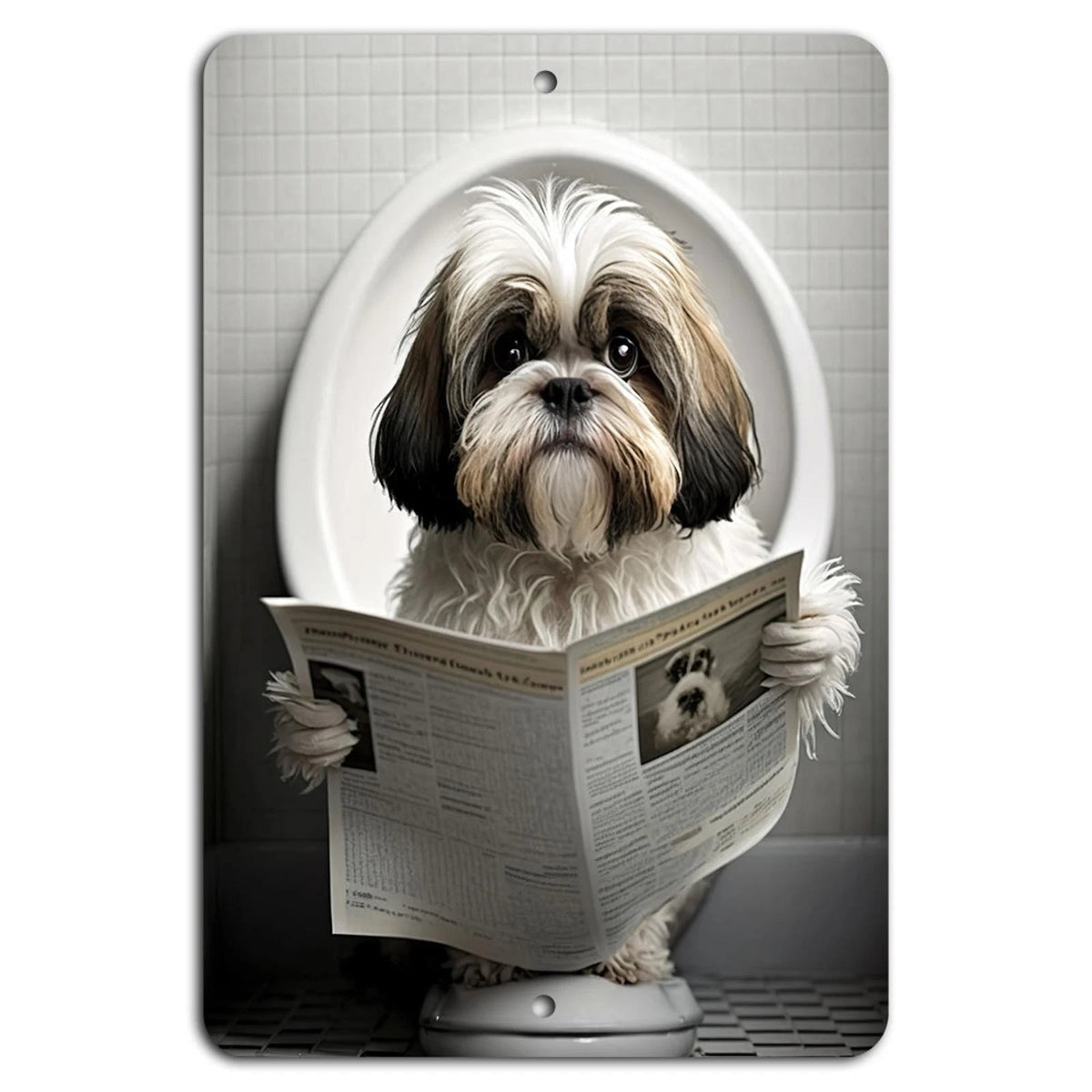 Bathroom Funny Dog Potty Humor Vertical Aluminum Sign — product artwork