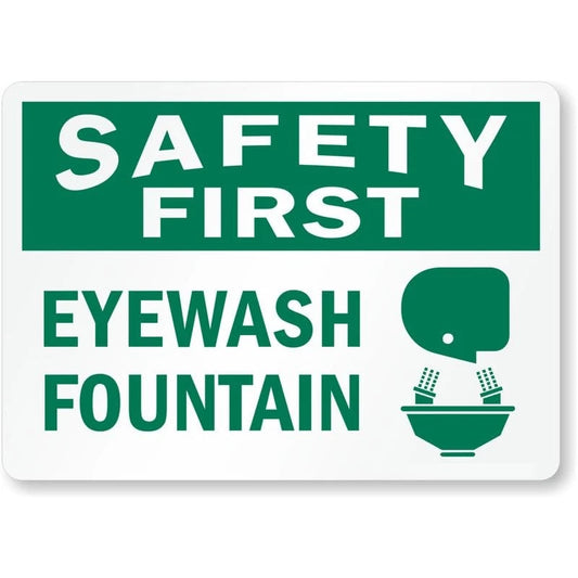 Safety First Eyewash Fountain Aluminum Sign — product artwork