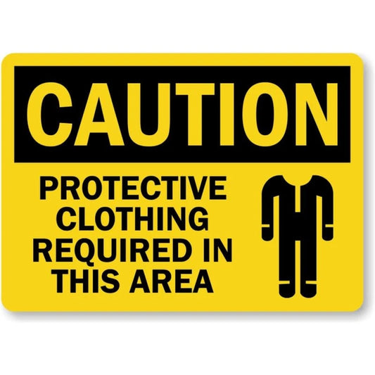 Protective Clothing Caution Aluminum Sign — product artwork