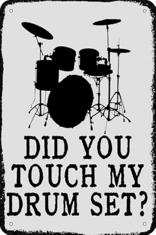 Vintage Funny Drum Set Aluminum Sign — product artwork