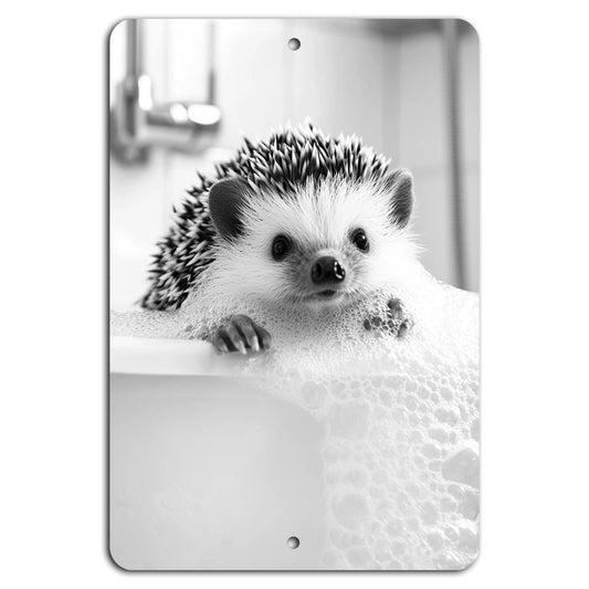 Hedgehog Vertical Black White Aluminum Sign — product artwork
