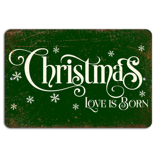 Rustic Christmas Love Holiday Aluminum Sign — product artwork
