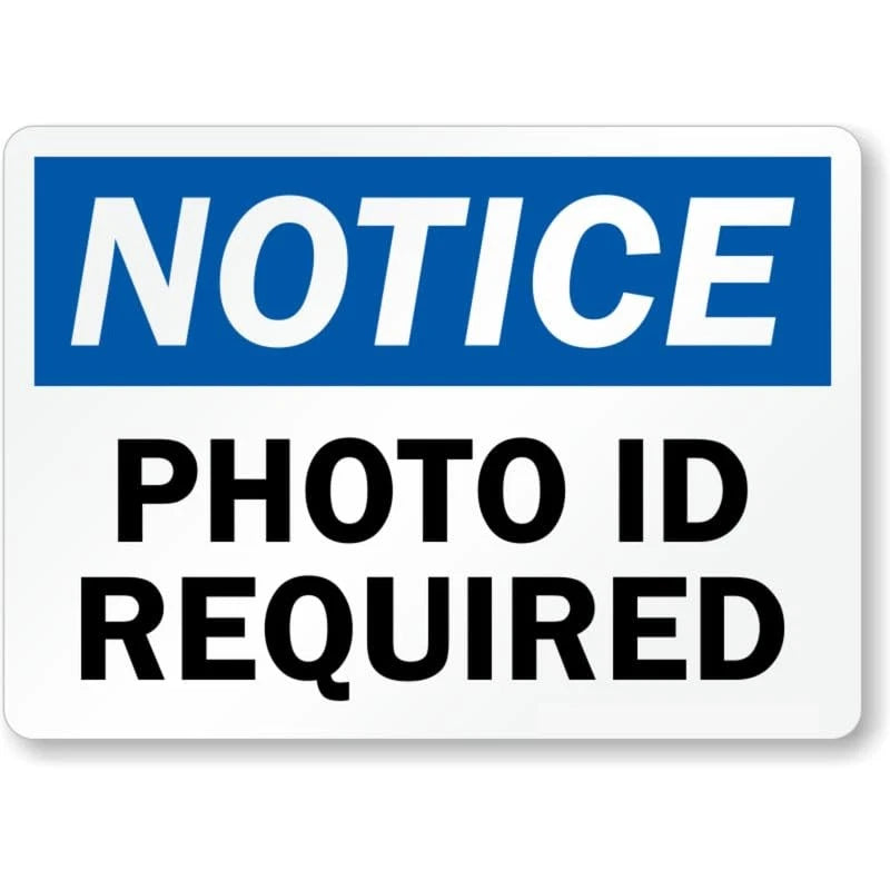 Photo Id Required Bar Aluminum Sign — product artwork