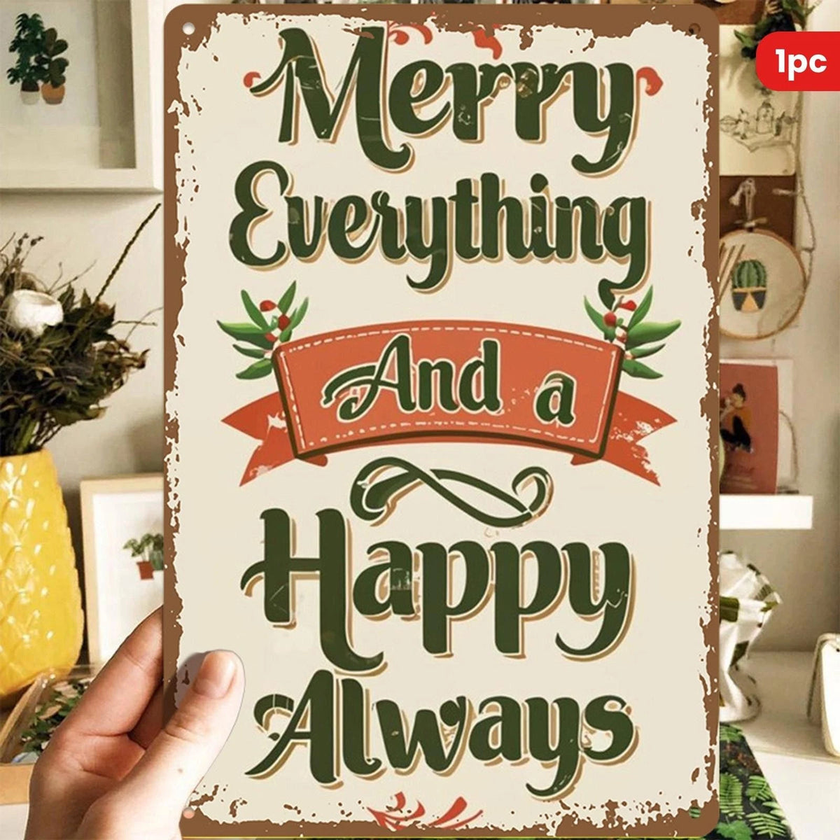 Vintage Tin Merry Everything Funny Aluminum Sign — product artwork