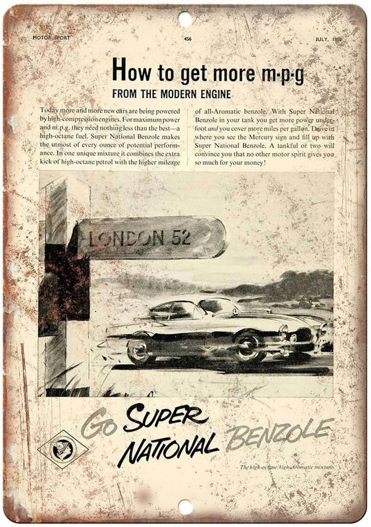Go Super National Benzole Racing Cars Aluminum Sign — product artwork