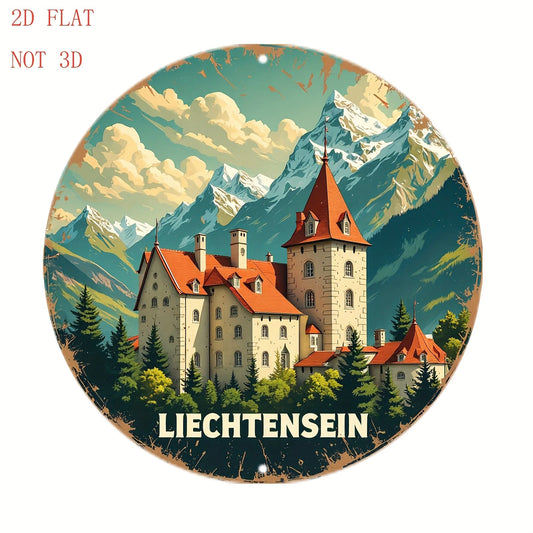 Circular Funny Liechtenstein Round Aluminum Sign — product artwork