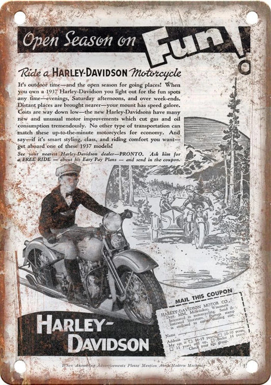 Harley Davidson Open Season Aluminum Sign — product artwork