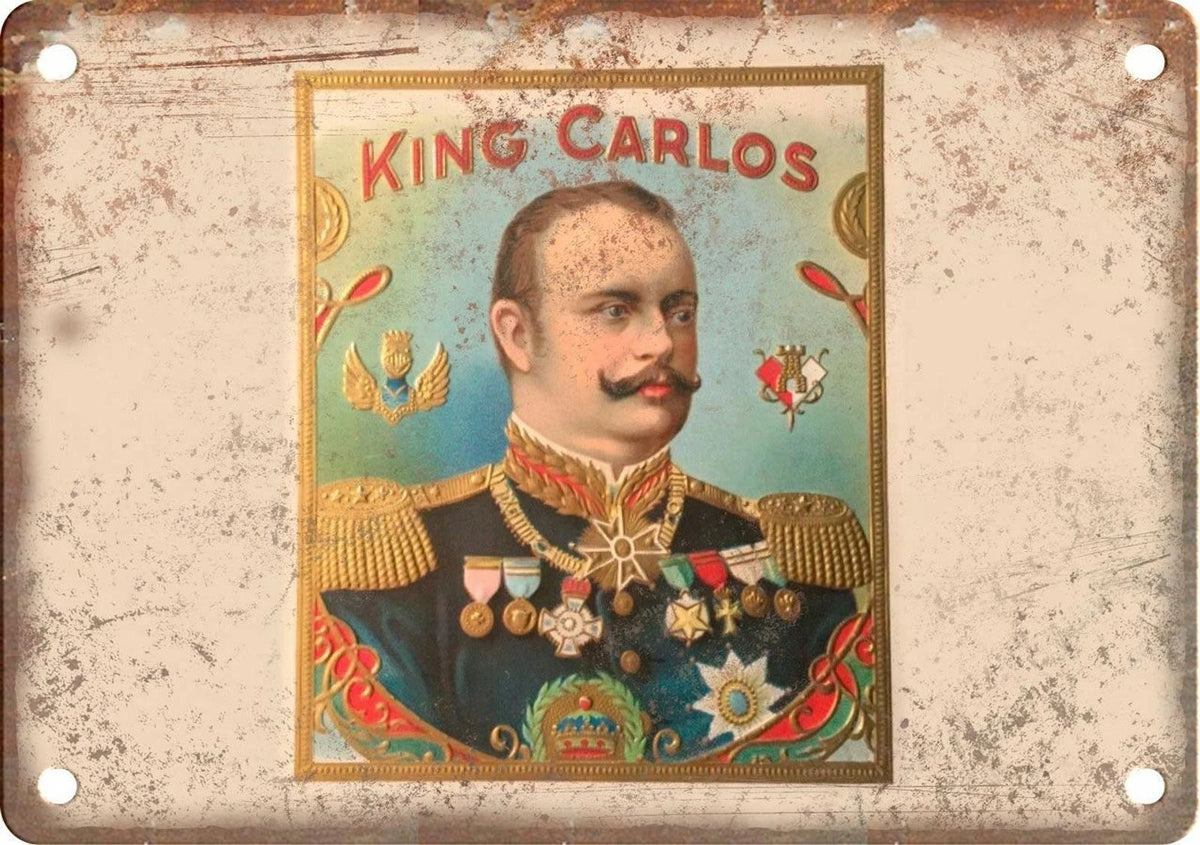 King Carlos Cigar Box Reproduction Aluminum Sign — product artwork