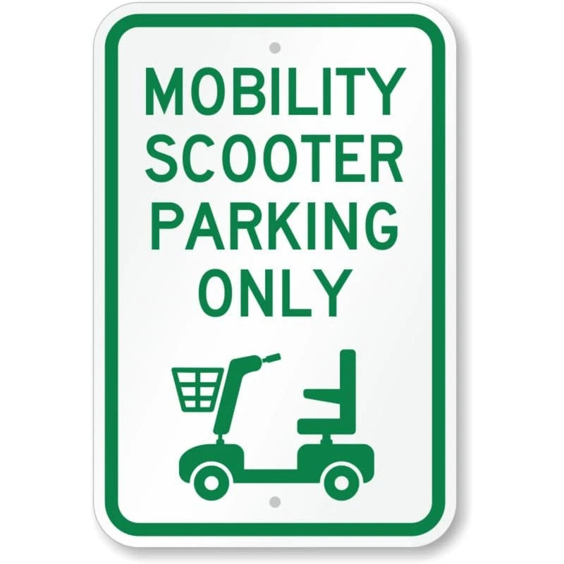 Mobility Scooter Parking Only Reserved Parking Aluminum Sign — product artwork