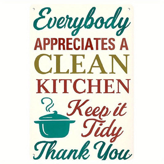 Retro Everybody Appreciates Clean Kitchen Aluminum Sign — product artwork