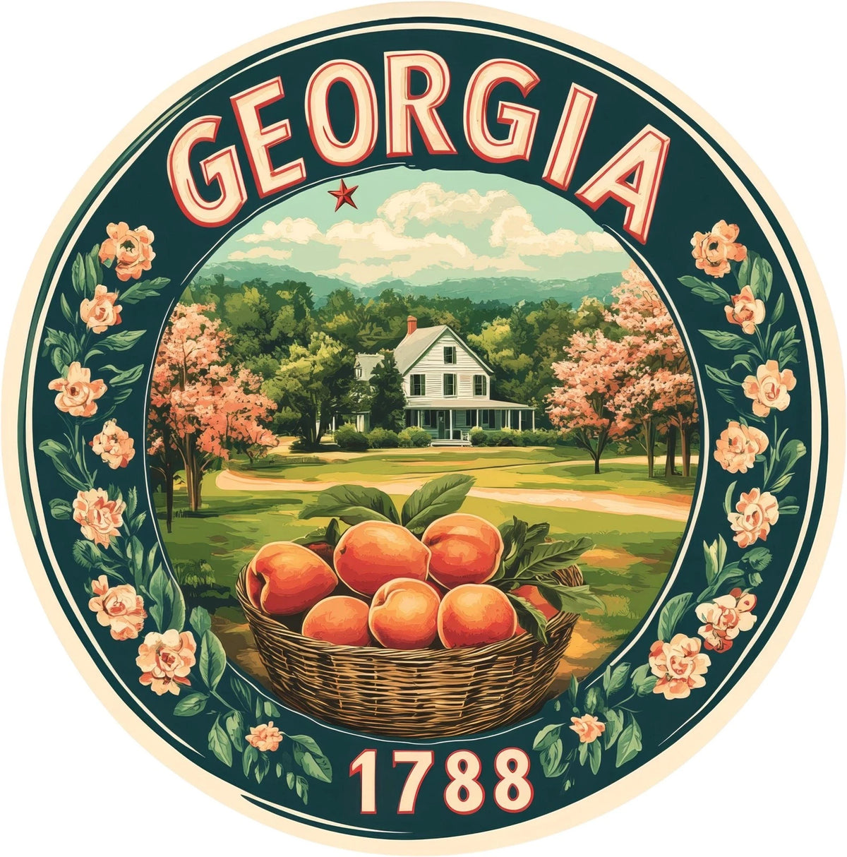 Georgia Vintage Scenic Round Aluminum Sign — product artwork