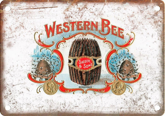 Cigar Box Western Bee Sager Sons Reproduction Aluminum Sign — product artwork