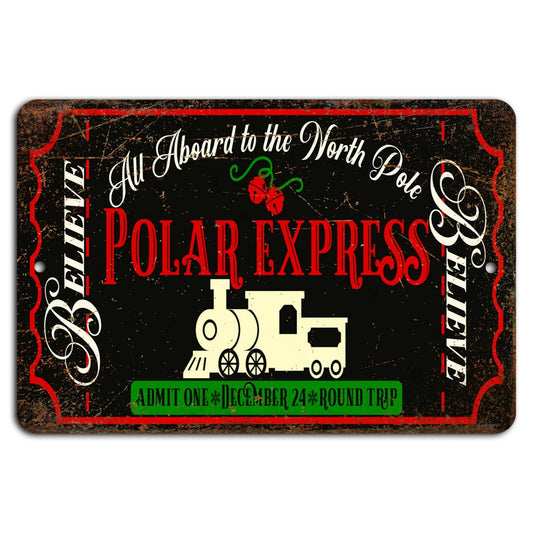 Polar Express Rustic Vintage Christmas Aluminum Sign — product artwork