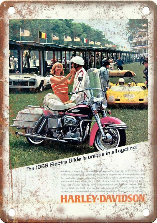 1968 Harley Davidson Electra Glide Aluminum Sign — product artwork