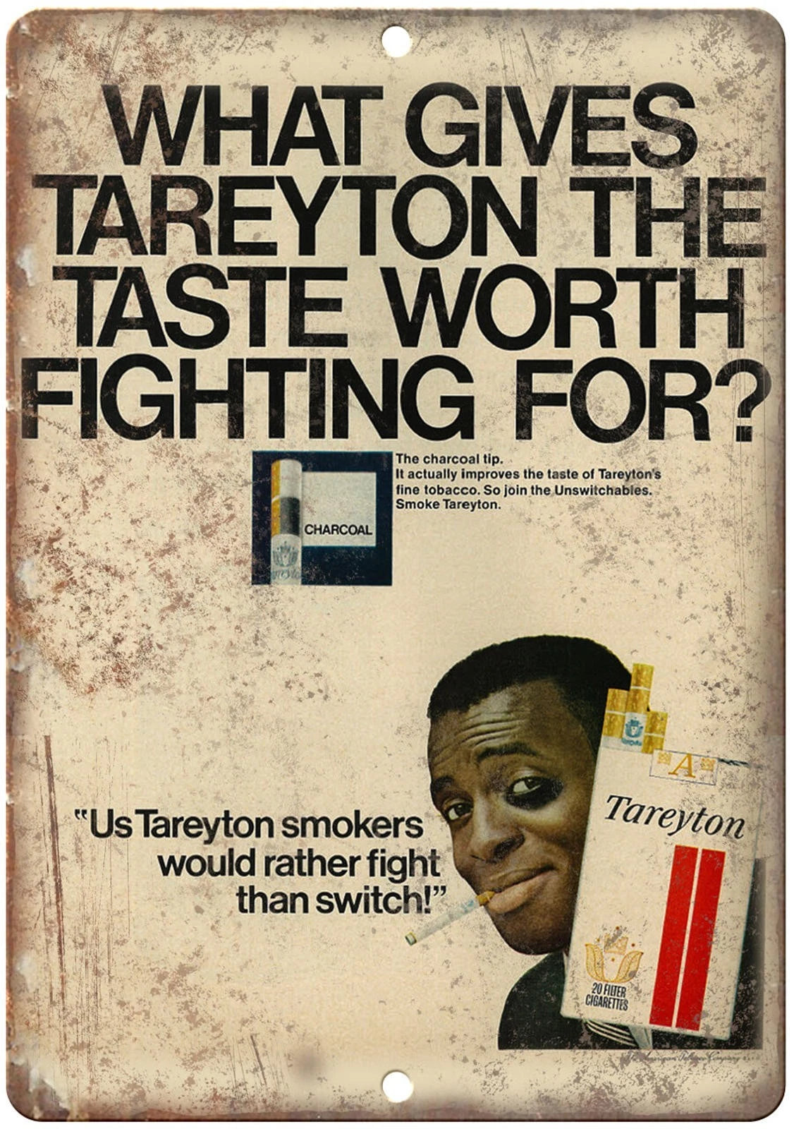 Vintage Tobacco Tareyton Cigarette Reproduction Aluminum Sign — product artwork