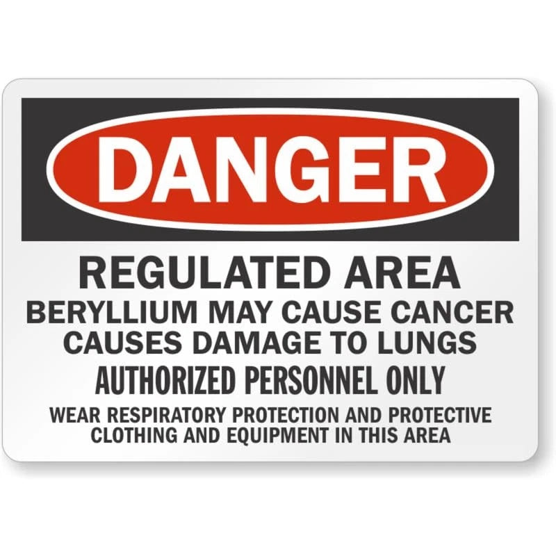 Danger Beryllium Wear Ppe Aluminum Sign — product artwork