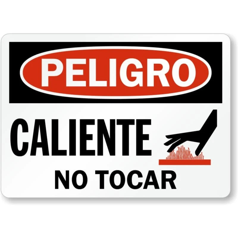 Spanish Hot No Touch Aluminum Sign — product artwork