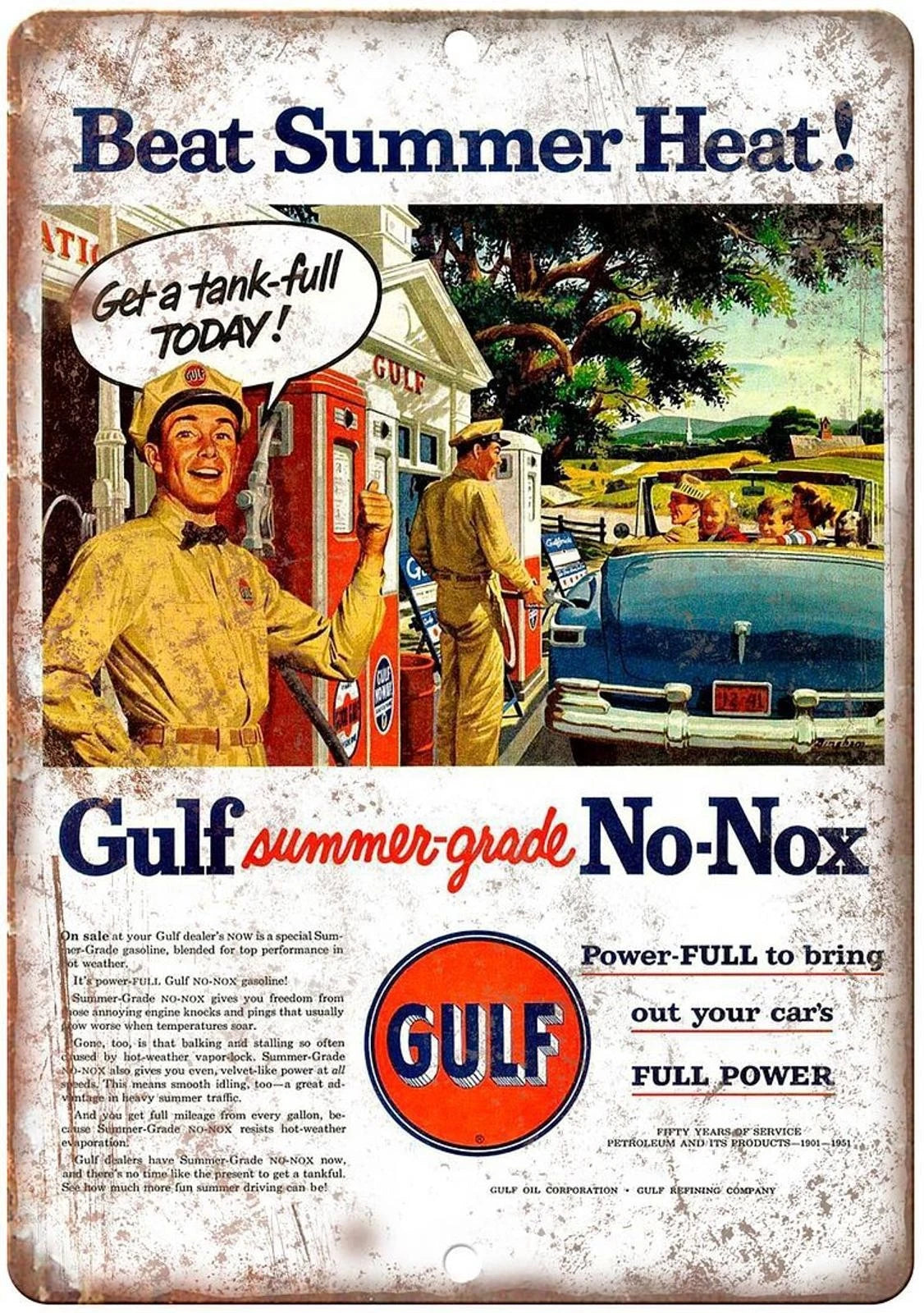 Gulf Gas Station No-nox Summer-grade Funny Aluminum Sign — product artwork