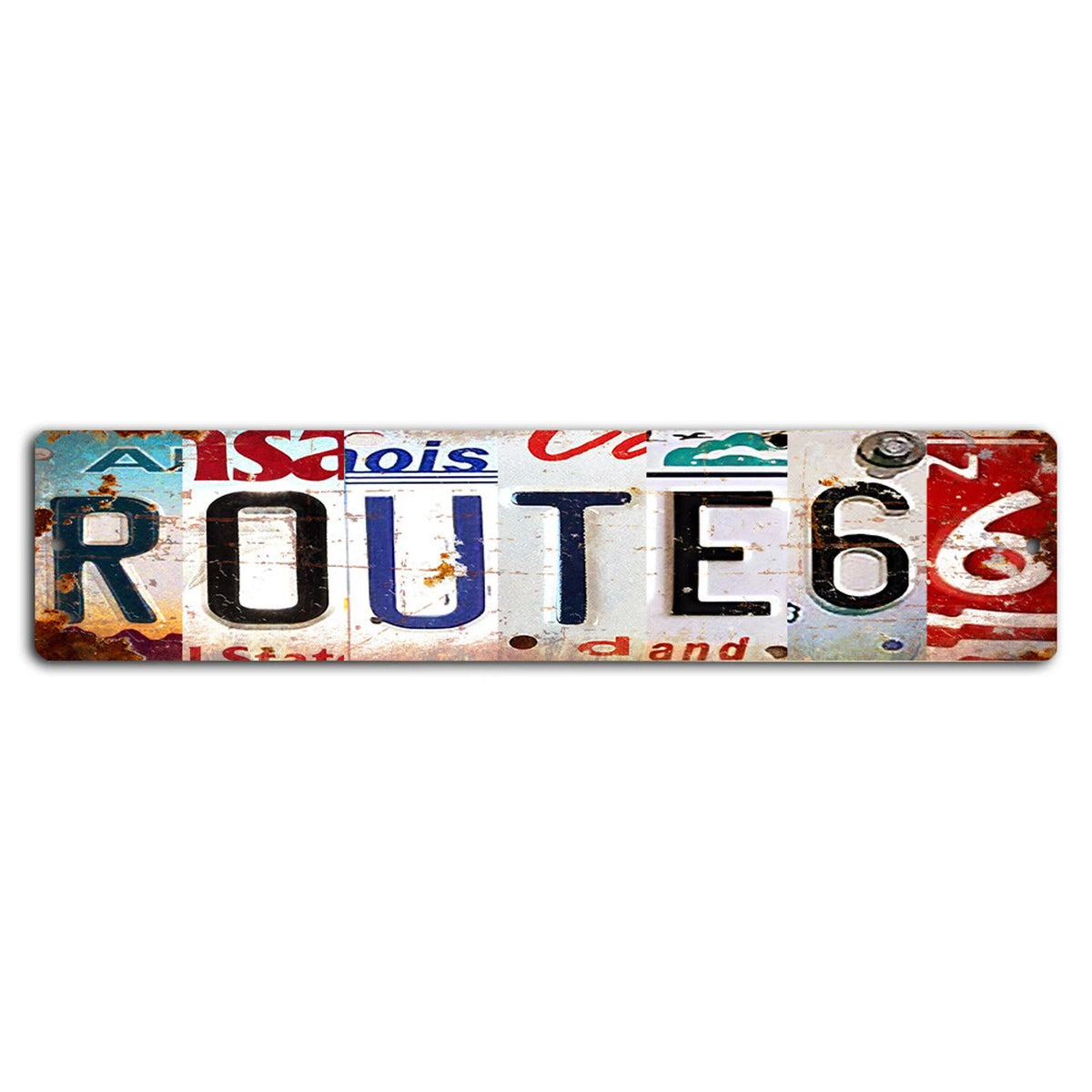 Route 66 Cut-up Styled License Plate Aluminum Street Sign — product artwork