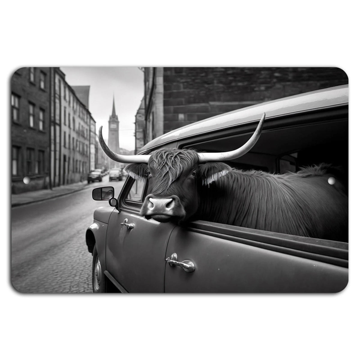 Rustic Urban Rustic Black White Aluminum Sign — product artwork