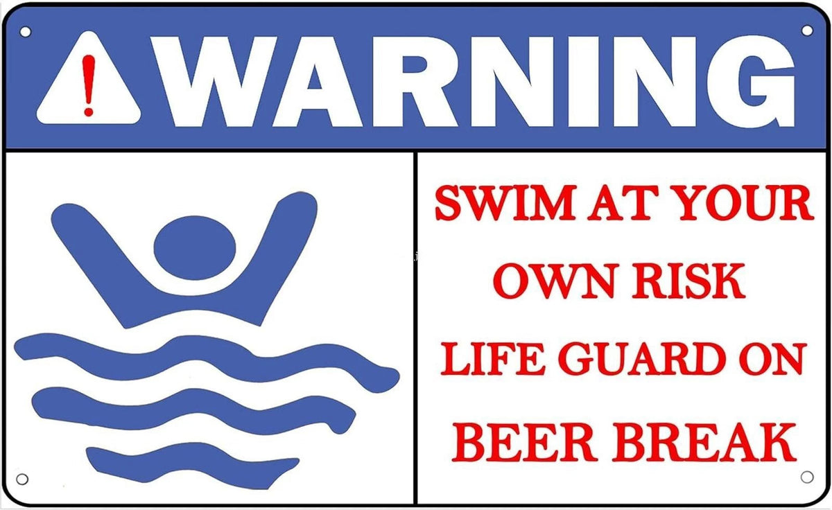 Swimming Pool Warning Funny Aluminum Sign — product artwork