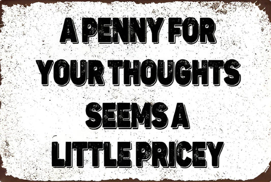 Penny Seems Pricey Funny Aluminum Sign — product artwork