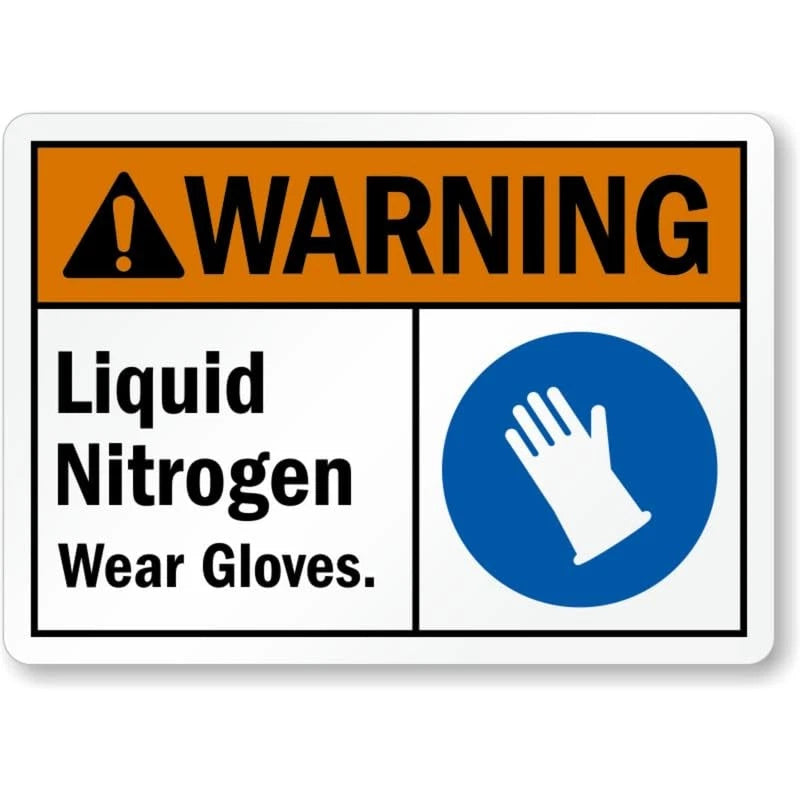 Liquid Nitrogen Wear Gloves Aluminum Sign — product artwork