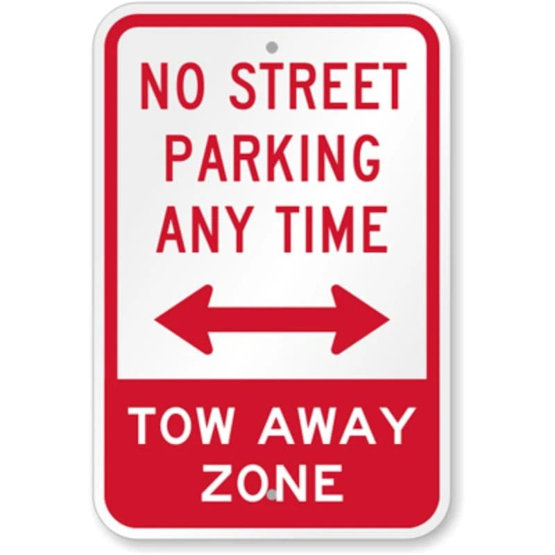 No Street Parking Anytime Aluminum Sign — product artwork