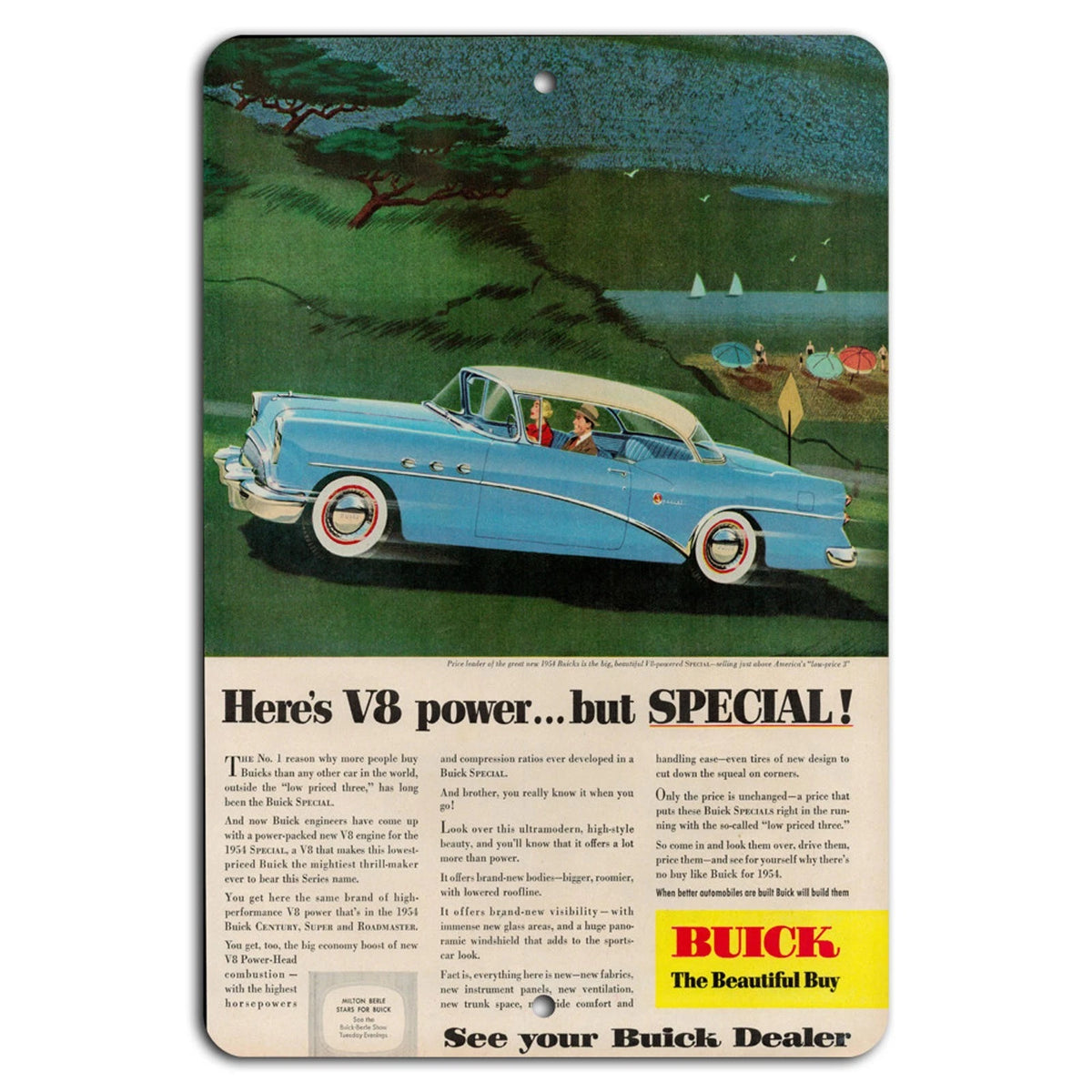 Vintage Buick 1950s Garage V8 Power Retro Aluminum Sign — product artwork