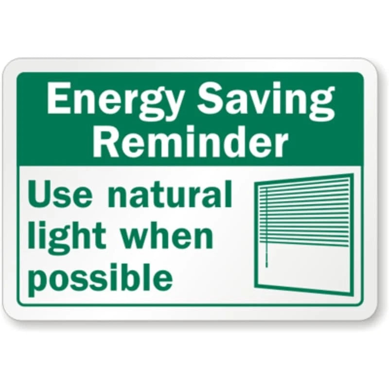 Energy Saving Reminder Aluminum Sign — product artwork