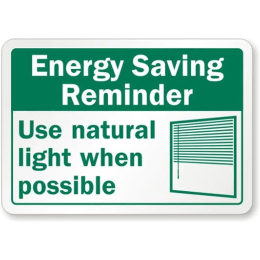 Energy Saving Reminder Aluminum Sign — product artwork