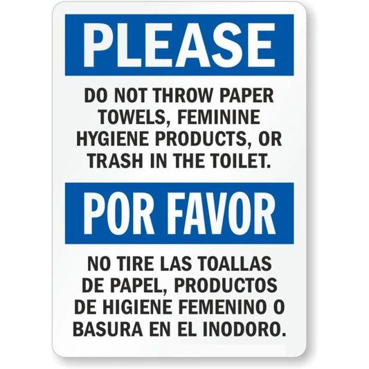 Feminine Hygiene Bilingual Aluminum Sign — product artwork